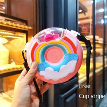 Load image into Gallery viewer, New Summer Cute Donut Ice Cream Water Bottle With Straw Creative Square Watermelon Cup Portable Leakproof Bottle
