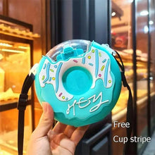 Load image into Gallery viewer, New Summer Cute Donut Ice Cream Water Bottle With Straw Creative Square Watermelon Cup Portable Leakproof Bottle
