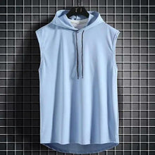 Load image into Gallery viewer, New Summer Men's Muscle Hoodie Vest Sleeveless Bodybuilding Gym Workout Fitness Shirt Summer Men's Running Vest Compression Tights Gym Tank Tops Quick Dry Sleeveless Sports Shirt Men Fitness Tanks
