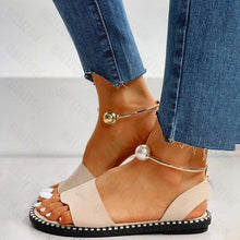 Load image into Gallery viewer, New Summer Women's Pearly Sandals Slippers Shoes Women Flats Sandals Flip Flop Casual Flat Slingback Pearl Sandals Fashion Beach Flip Flops Sandals Outdoor Slippers Round Toe Shoes
