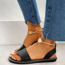 Load image into Gallery viewer, New Summer Women's Pearly Sandals Slippers Shoes Women Flats Sandals Flip Flop Casual Flat Slingback Pearl Sandals Fashion Beach Flip Flops Sandals Outdoor Slippers Round Toe Shoes
