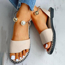 Load image into Gallery viewer, New Summer Women's Pearly Sandals Slippers Shoes Women Flats Sandals Flip Flop Casual Flat Slingback Pearl Sandals Fashion Beach Flip Flops Sandals Outdoor Slippers Round Toe Shoes
