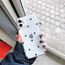 Load image into Gallery viewer, New Transparent Love Heart Phone Case For iPhone 11 12 Pro Max Shockproof Silicone Back Cover Cute Heart Pattern For Women Girls Clear Soft Flexible Durable Slim Hard Back Cases
