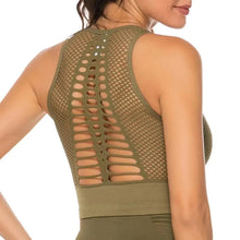 Load image into Gallery viewer, New Trendy Women's T-shirts Workout Sports Bra Yoga Vest Backless Solid Quick Dry Running Gym Sport bra Yoga Shirts
