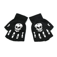 Load image into Gallery viewer, New TrendyHalf Finger Gloves Glow  Dark Fingerless Stretch Knitted Winter Mittens Men/Women's Skeleton Pattern Knit Gloves Fingerless Gloves
