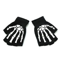 Load image into Gallery viewer, New TrendyHalf Finger Gloves Glow  Dark Fingerless Stretch Knitted Winter Mittens Men/Women's Skeleton Pattern Knit Gloves Fingerless Gloves
