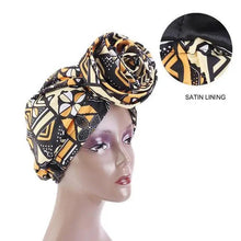 Load image into Gallery viewer, New Vintage African Print Stretch Bandana Head Wrap Long Scarf satin Floral Women Party Turban Headwear Cap Hair Accessories
