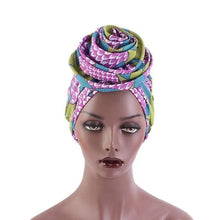 Load image into Gallery viewer, New Vintage African Print Stretch Bandana Head Wrap Long Scarf satin Floral Women Party Turban Headwear Cap Hair Accessories
