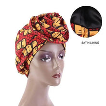Load image into Gallery viewer, New Vintage African Print Stretch Bandana Head Wrap Long Scarf satin Floral Women Party Turban Headwear Cap Hair Accessories
