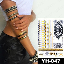 Load image into Gallery viewer, New Waterproof Temporary Tattoo Sticker Golden Silver Flower Jewelry Flash Fashion Different Design Tattoos For Womens

