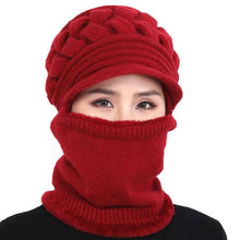 Load image into Gallery viewer, New Winter Balaclava Beanies Mother Hat Women Warm Thick Skellies Riding Outdoor Hats Gorgas Stripes Beanie Cap Mask Scarf Hat Set Outdoor Sport Warm Beanies Hat For Men Knitted Hats Bandana Hiking Camping Kid Neck Warmer Cap
