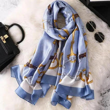 Load image into Gallery viewer, New Women Autumn Winter Fashion Silk Scarf Shawl Beach Headband Female Casual Wear Beach Friendly Spring Silk Scarf Flower Print Silk Scarves Shawls and Wraps Long Size Beach Stoles
