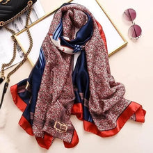 Load image into Gallery viewer, New Women Autumn Winter Fashion Silk Scarf Shawl Beach Headband Female Casual Wear Beach Friendly Spring Silk Scarf Flower Print Silk Scarves Shawls and Wraps Long Size Beach Stoles
