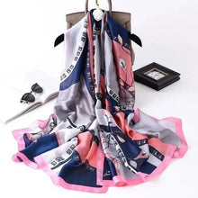 Load image into Gallery viewer, New Women Autumn Winter Fashion Silk Scarf Shawl Beach Headband Female Casual Wear Beach Friendly Spring Silk Scarf Flower Print Silk Scarves Shawls and Wraps Long Size Beach Stoles
