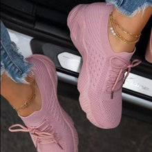 Load image into Gallery viewer, New Women Casual Shoes Sport Sneakers Lace Up Running Woman Red Platform Sneaker Vulcanized Mesh Trainers Running Lightweight Mesh Sneaker Fashion Athletic Walking Shoes For Workout
