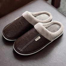 Load image into Gallery viewer, New Women Men Winter House Slippers PU Leather Cute Plush Slip On Fluffy Warm Casual Shoes  House Slippers Memory Foam Comfy Fuzzy Soft Slip On Indoor Slippers For Men
