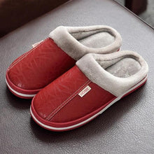 Load image into Gallery viewer, New Women Men Winter House Slippers PU Leather Cute Plush Slip On Fluffy Warm Casual Shoes  House Slippers Memory Foam Comfy Fuzzy Soft Slip On Indoor Slippers For Men
