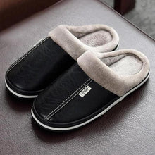 Load image into Gallery viewer, New Women Men Winter House Slippers PU Leather Cute Plush Slip On Fluffy Warm Casual Shoes  House Slippers Memory Foam Comfy Fuzzy Soft Slip On Indoor Slippers For Men
