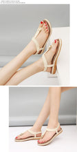 Load image into Gallery viewer, New Women Sandals Flat Heel Summer Casual Flip Flops Single Ladies Shoes Woman Soft Sole Slippers Summer Casual Flat Ankle T-Strap Thong Elastic Comfortable Flip Flops Beach Shoes Sandal
