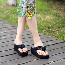 Load image into Gallery viewer, New Women Solid Slides Sandals Thickness Sequin Shoes Slippers Beach Shoes House Non-Slip Slippers Thick Sequin Sandals For Indoor Outdoor Breathable Shoes
