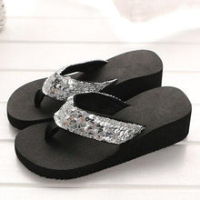 Load image into Gallery viewer, New Women Solid Slides Sandals Thickness Sequin Shoes Slippers Beach Shoes House Non-Slip Slippers Thick Sequin Sandals For Indoor Outdoor Breathable Shoes

