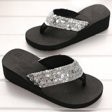Load image into Gallery viewer, New Women Solid Slides Sandals Thickness Sequin Shoes Slippers Beach Shoes House Non-Slip Slippers Thick Sequin Sandals For Indoor Outdoor Breathable Shoes
