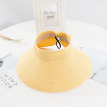 Load image into Gallery viewer, New Women Summer Visors Hat Foldable Sun Hat Wide Large Retro Hat Women's Adjustable Packable Roll-Up Visor Fashion Beach Hats Straw Hat Beach UV Protection Cap
