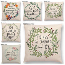 Load image into Gallery viewer, Newest Floral Quotes Decorative Pillow Covers Fresh Flowers Garland Inspirational Words Decorative Cotton Linen Throw Pillow Cushion Covers And Gifts For Women Daughter Mum Best Friend Birthday Home Decorations

