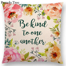 Load image into Gallery viewer, Newest Floral Quotes Decorative Pillow Covers Fresh Flowers Garland Inspirational Words Decorative Cotton Linen Throw Pillow Cushion Covers And Gifts For Women Daughter Mum Best Friend Birthday Home Decorations
