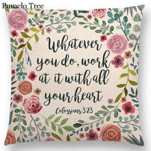 Load image into Gallery viewer, Newest Floral Quotes Decorative Pillow Covers Fresh Flowers Garland Inspirational Words Decorative Cotton Linen Throw Pillow Cushion Covers And Gifts For Women Daughter Mum Best Friend Birthday Home Decorations
