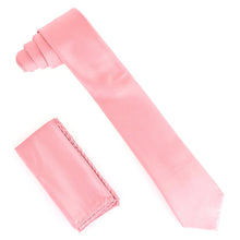 Load image into Gallery viewer, Vittorio Farina Solid Satin Skinny Necktie &amp; Pocket Square
