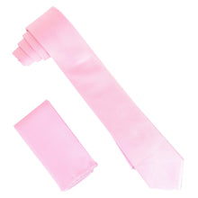 Load image into Gallery viewer, Vittorio Farina Solid Satin Skinny Necktie &amp; Pocket Square
