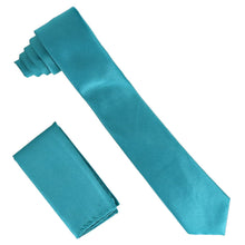 Load image into Gallery viewer, Vittorio Farina Solid Satin Skinny Necktie &amp; Pocket Square
