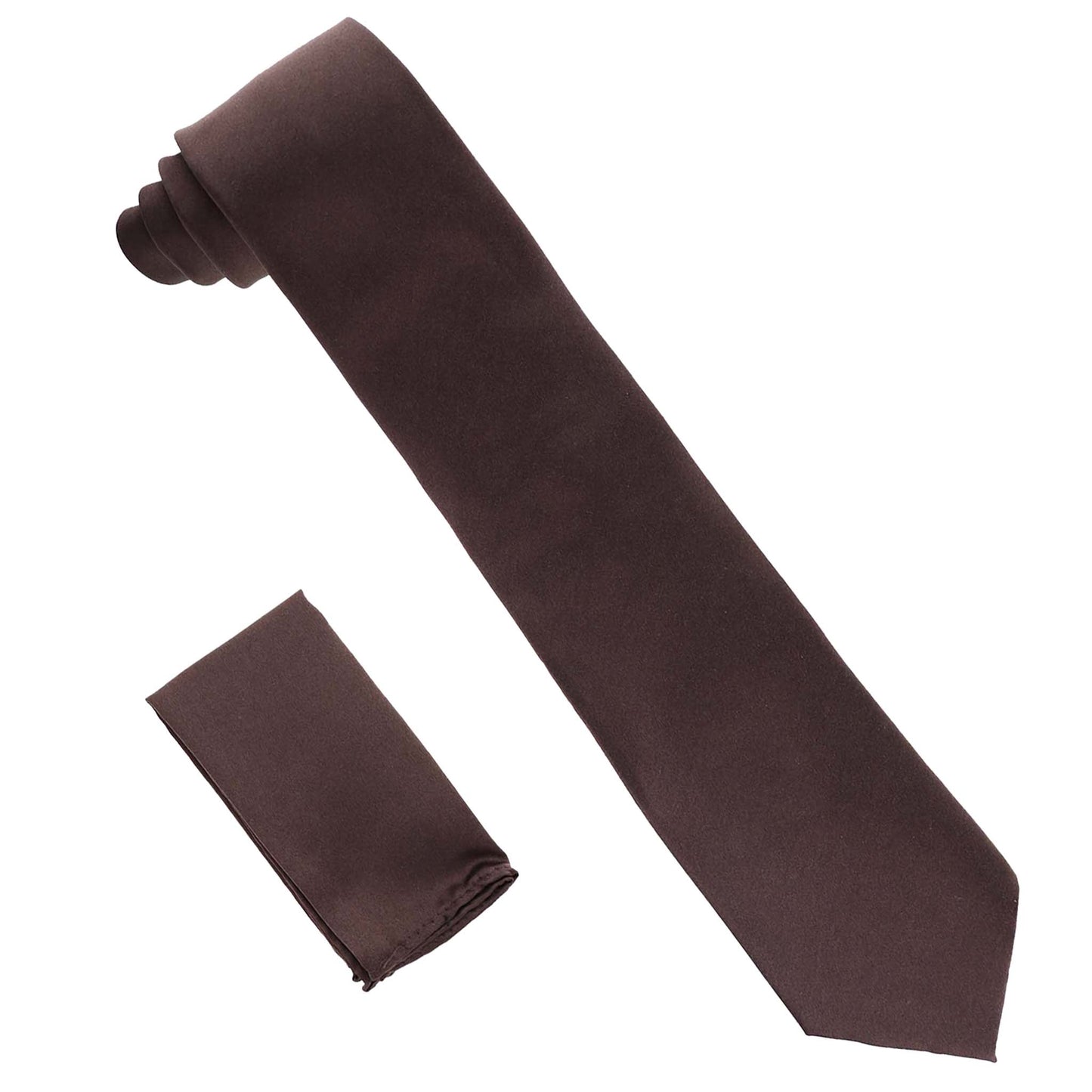 Vittorio Farina Solid Satin Necktie & Pocket Square