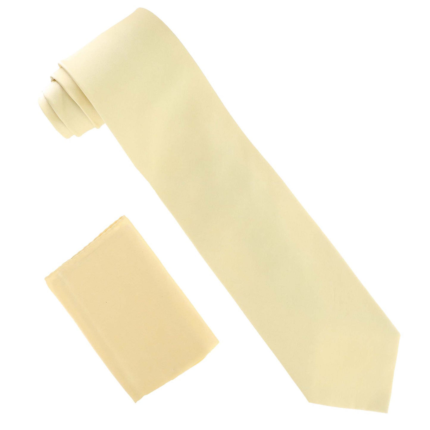 Vittorio Farina Solid Satin Necktie & Pocket Square