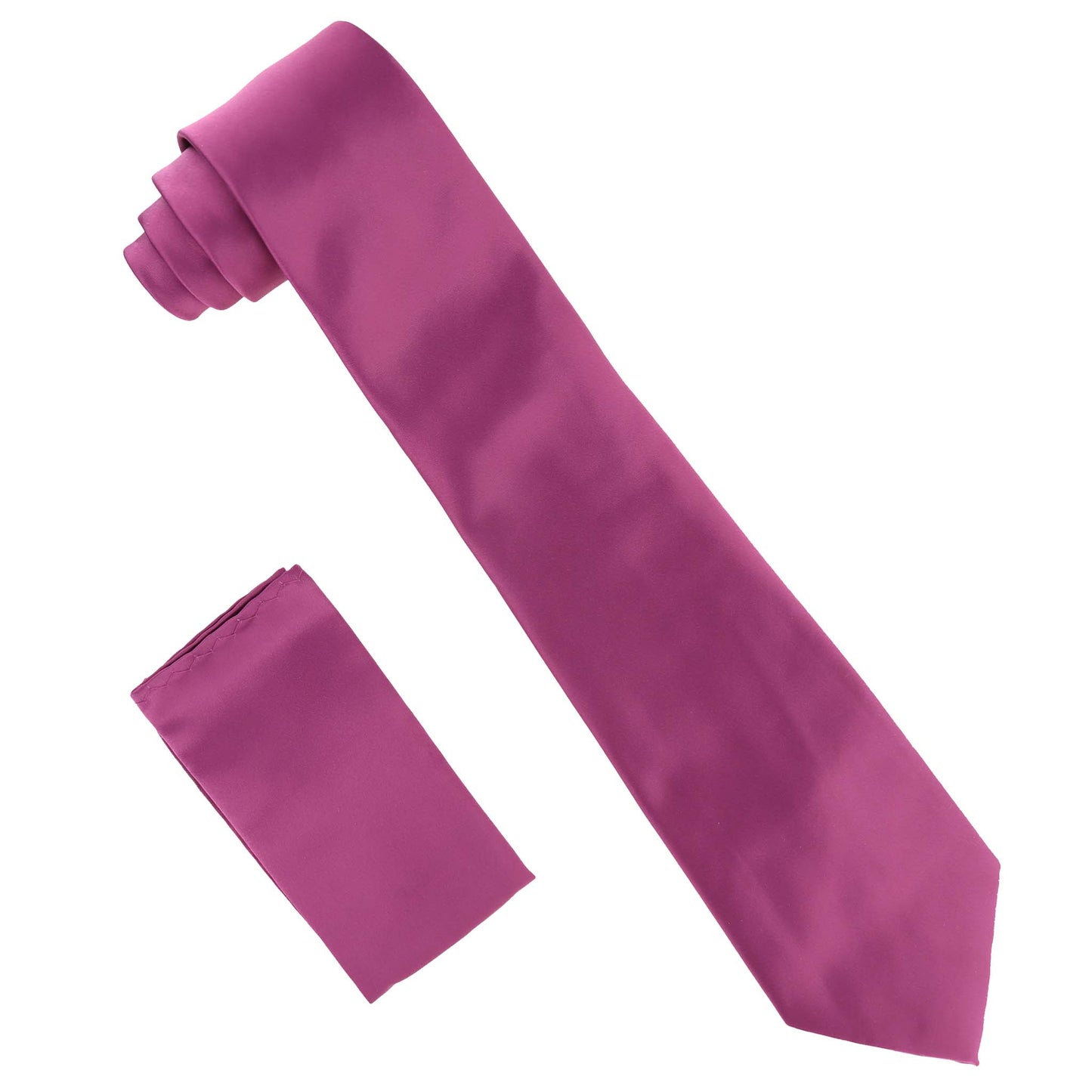 Vittorio Farina Solid Satin Necktie & Pocket Square