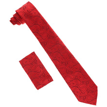 Load image into Gallery viewer, Vittorio Farina Solid Satin Paisley Necktie &amp; Pocket Square
