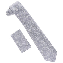 Load image into Gallery viewer, Vittorio Farina Solid Satin Paisley Necktie &amp; Pocket Square
