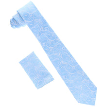Load image into Gallery viewer, Vittorio Farina Solid Satin Paisley Necktie &amp; Pocket Square
