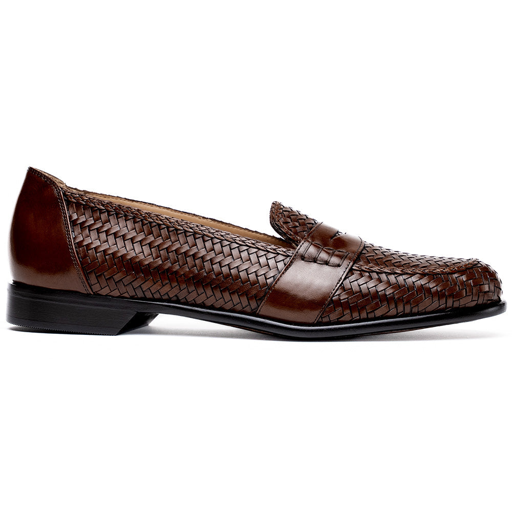 15-585-BRN NICOLA Italian Calfskin Basketweave, Dark  Brown
