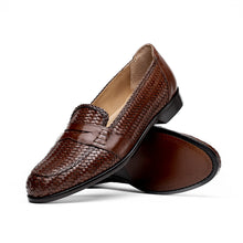 Load image into Gallery viewer, 15-585-BRN NICOLA Italian Calfskin Basketweave, Dark  Brown
