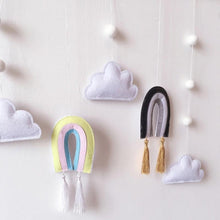 Load image into Gallery viewer, Nordic Healthier Style Cute Felt Clouds Shape Handmade Wall Hanging Fairy Tales Ornament Wooden Stick Tassel Pendant Hanging Ornaments For Kids Room Decoration Photography Props
