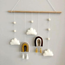 Load image into Gallery viewer, Nordic Healthier Style Cute Felt Clouds Shape Handmade Wall Hanging Fairy Tales Ornament Wooden Stick Tassel Pendant Hanging Ornaments For Kids Room Decoration Photography Props
