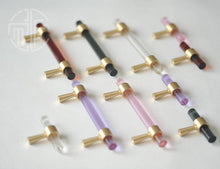 Load image into Gallery viewer, Nordic Modern Wardrobe Dresser Drawer Pull Cabinet Door Handle Knobs Cabinet Handle Pure Copper Double Hole Crystal Handle Brass Walnut Kitchen Wardrobe Cabinet Hardware Pull Handle Adjustable Hole
