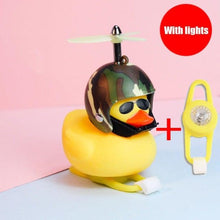 Load image into Gallery viewer, Normal Airscrew Helmet Standing Duck Broken Wind Small Yellow Duck Bike Motor Riding Cycling Lights Bicycle Accessories Rubber Yellow Duck Toy Bike Ornaments Yellow Duck With Proper Helmet Cool Decorations
