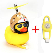 Load image into Gallery viewer, Normal Airscrew Helmet Standing Duck Broken Wind Small Yellow Duck Bike Motor Riding Cycling Lights Bicycle Accessories Rubber Yellow Duck Toy Bike Ornaments Yellow Duck With Proper Helmet Cool Decorations
