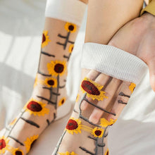 Load image into Gallery viewer, Novelty Harajuku Crystal Silk Tide Socks Funny Sunflowers Vines Flowers Happy Socks Casual High Quality Socks for Women
