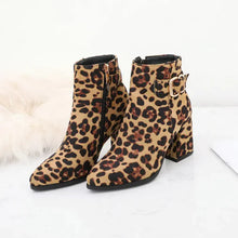 Load image into Gallery viewer, Leopard Print Chunky Heel Boots - # GIAA73410014
