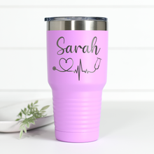 Load image into Gallery viewer, Personalized Nurse Heartbeat 30 oz Engraved Tumbler
