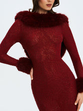 Load image into Gallery viewer, Mellie Burgundy Regular-Length Rhinestone Mesh Low Back Mermaid Gown
